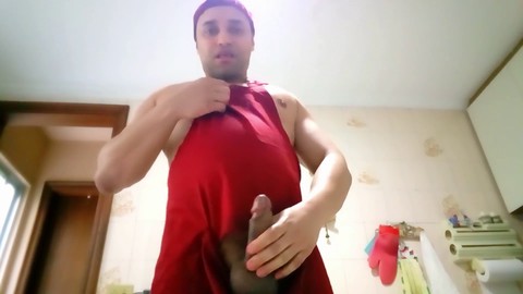 Kitchen, gay jerkoff, cumshot