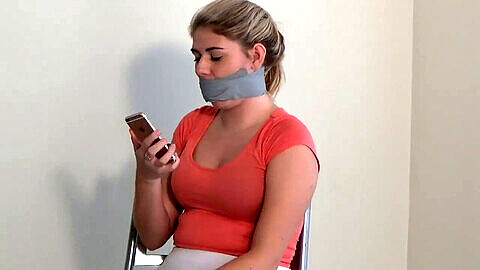 Duct tape gagged, gag talk, panty gagged