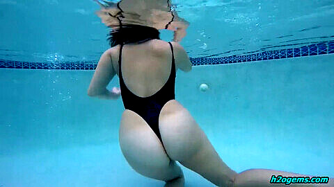 Thong swimsuit, bumpers, scuba mask