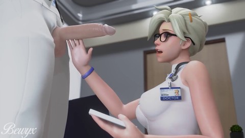 3D cartoon babe gives deepthroat blowjob in an Overwatch parody