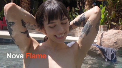 Moment coquin au bord de la piscine avec Nick Marxx et Nova Flame