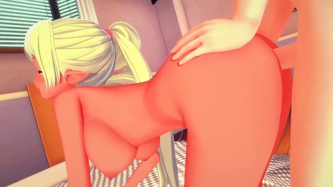 Chorros de semen caliente salen del trasero de Shiranui Flare en hentai en 3D sin censura