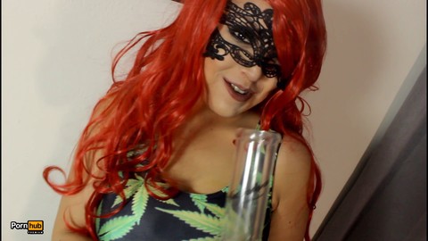 Daisy Dabs, aka Cannabis Ivy, caught smoking and stealing a quickie in thigh high stockings