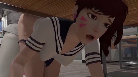 Una perfetta ragazza anime viene violentata sotto la scrivania