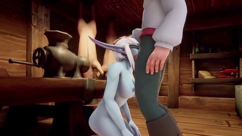 Un elfo si diverte con un elfo notturno in cucina in questa parodia di Warcraft Un elfo si diverte con un elfo notturno in cucina in questa parodia di Warcraft
