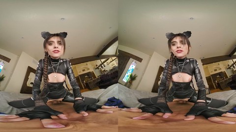 Angel Windell cosplays as Wednesday Addams in VR, challenging you to impress her with your skills