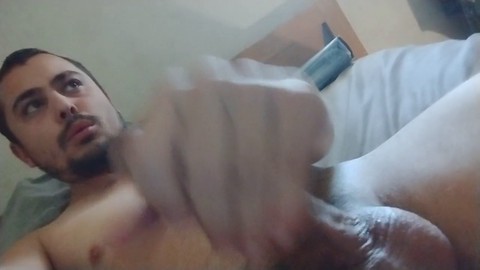 Having fun with a big cock in my buddy's bed