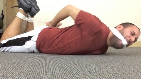 Fit runner gets bound, gagged with a sock, and dominated!