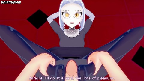 Receiving footjobs from all guests at Hazbin Hotel! POV hentai scene